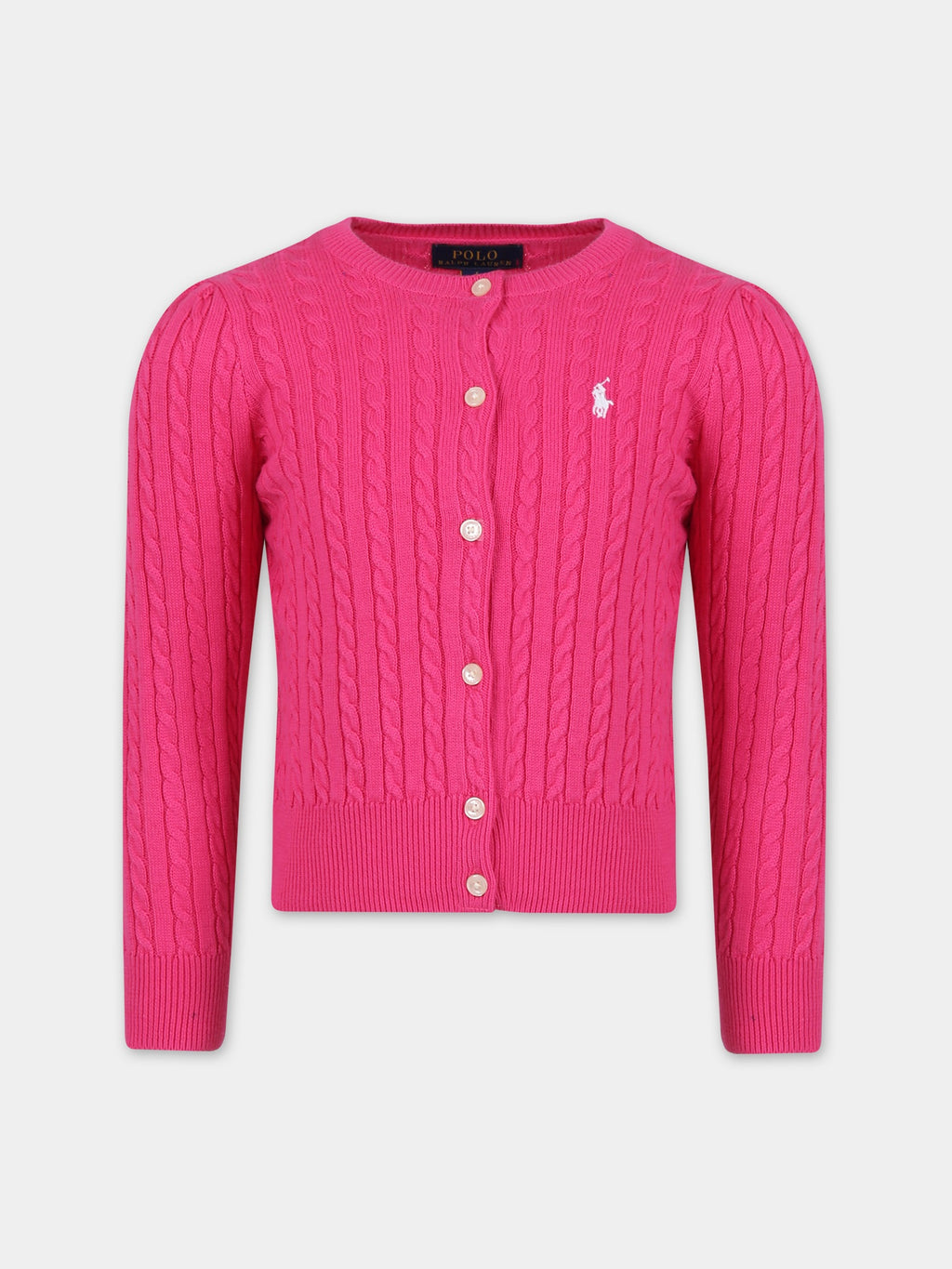 Cardigan fucsia per bambina con cavallino